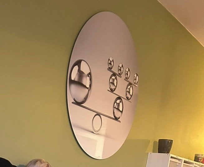 Dibond Wandcirkel - Aluminium Ballen - 90x90cm, Ophalen, Metaal, Zo goed als nieuw, Wandcirkel