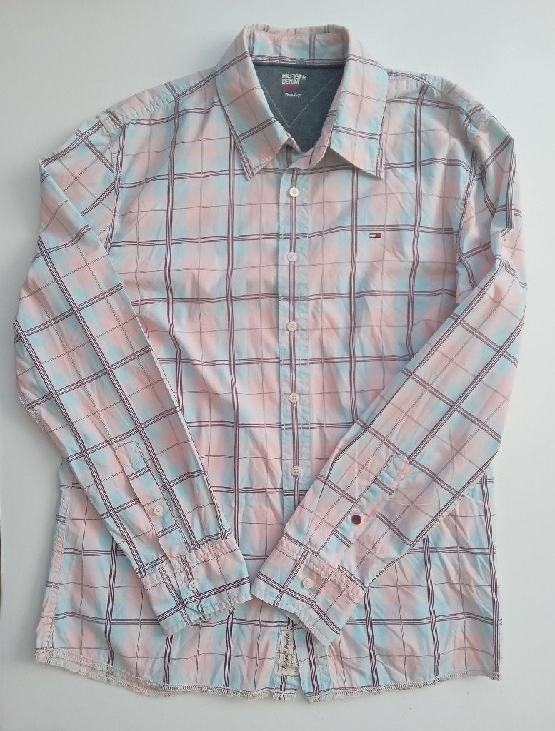 Tommy Hilfiger Denim geruit pastel overhemd, maat XL, Oosterveldweg 15, 7274 DZ, Nieuw, Stichting Angel's Choice, Angelschoice@gmail.com