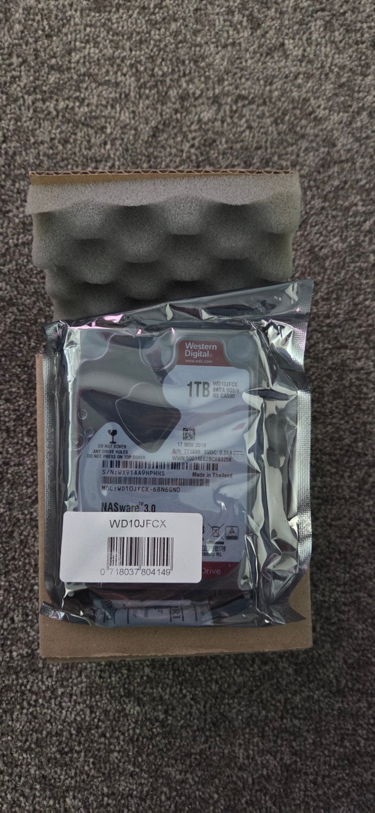 Nieuwe Western Digital WD Red 1TB HDD (WD10JFCX), Computers en Software, Harde schijven, Ophalen of Verzenden