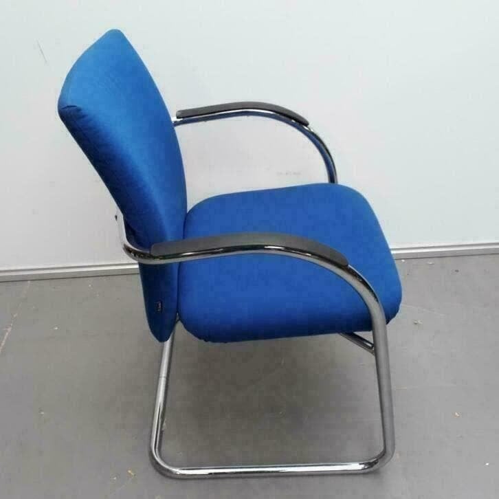 Set 2x Klöber vergaderstoelen met blauwe stof, Ophalen, Gebruikt, Blauw, Stof