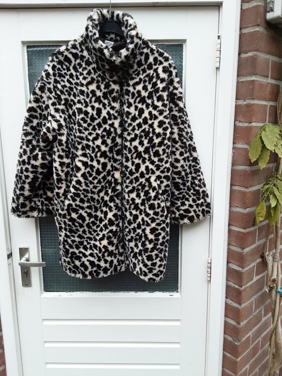 Imitatie bontjas met luipaardprint - Maat 38 (ruimvallend), Kleding | Dames, Ophalen of Verzenden, Zo goed als nieuw, Maat 38/40 (M)