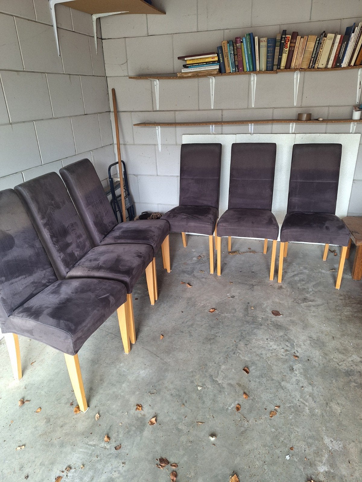 6 grijze eetkamerstoelen, Huis en Inrichting, Stoelen, Ophalen, Gebruikt, Vijf, Zes of meer stoelen, Stof
