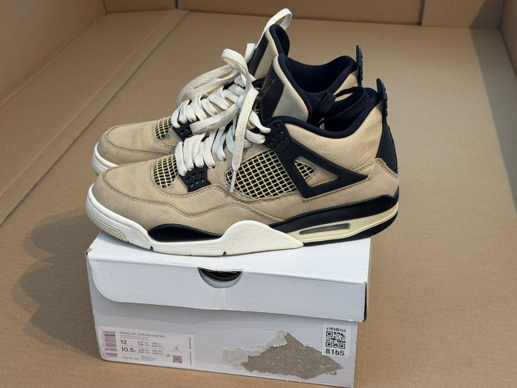 Nike Air Jordan 4 Retro Fossil - maat EU 44.5, Overige kleuren, Ophalen of Verzenden, Sneakers of Gympen, Gedragen