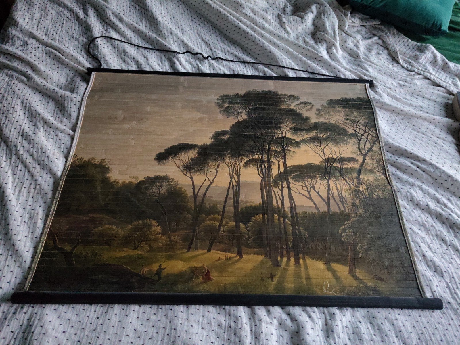 Schilderij op bamboe: Italiaans landschap met pijnbomen, Ophalen, Oud hollands, Overige ondergronden, Landschap