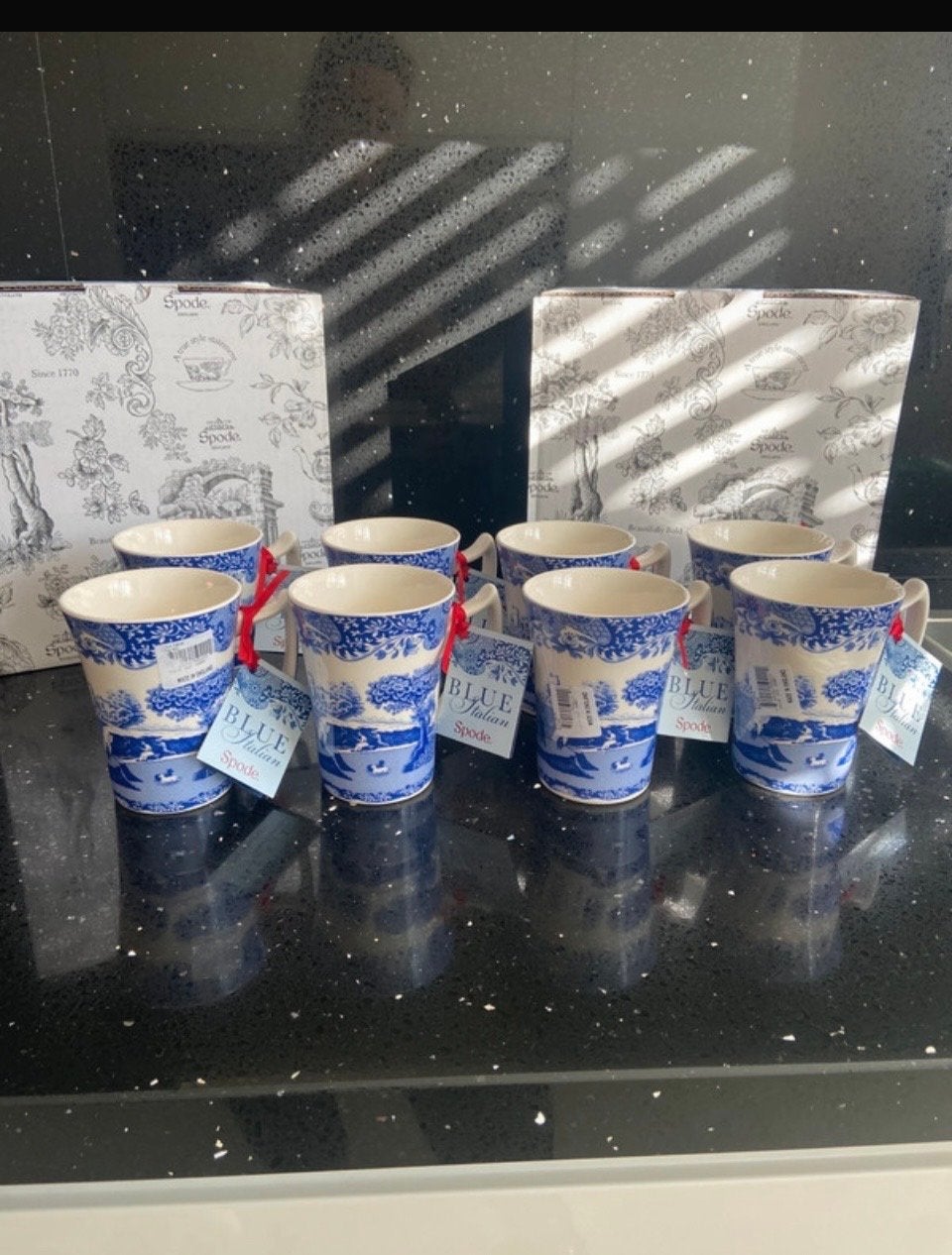 8 Spode Blue Italian Mokken - Tijdloos en Elegant, Overige merken, Klassiek, Nieuw, Porselein