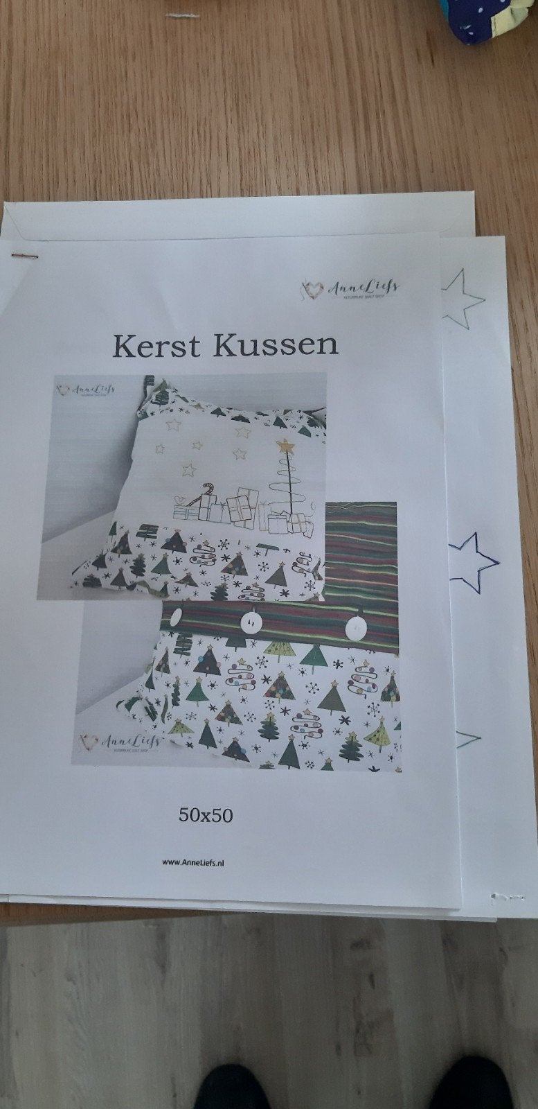 Origineel patroon Kerst Kussen maat 50x50 cm, Ophalen of Verzenden, Zo goed als nieuw