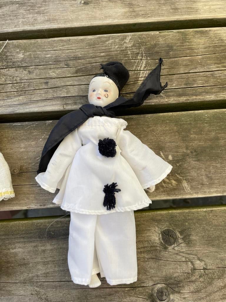 Vintage Pierrot pop - Porseleinen hoofd en handen, Ophalen of Verzenden, Overige typen