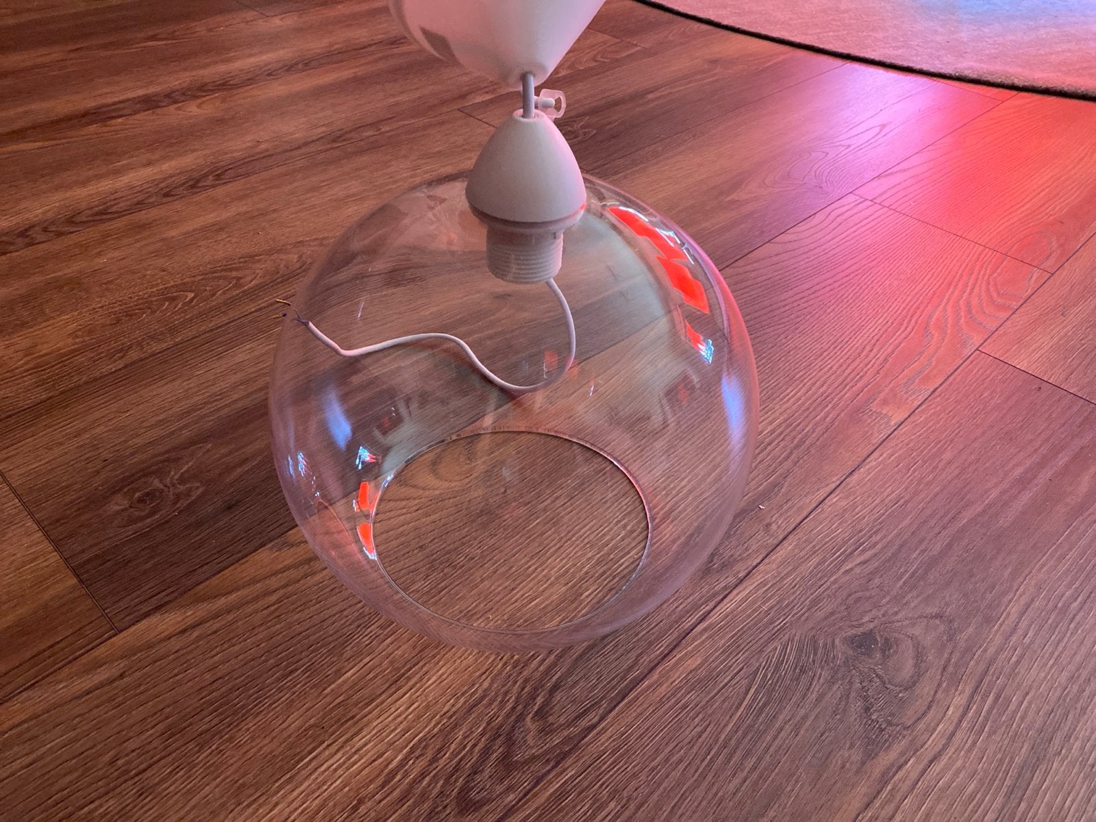 Glazen hanglamp met E27 fitting, Ophalen, Gebruikt, Glas, E27 (groot)