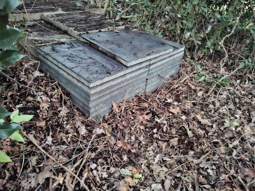 Betontegels antraciet, 60x60cm, en opsluitbanden, Tuin en Terras, Ophalen, Gebruikt, 10 m² of meer, Beton