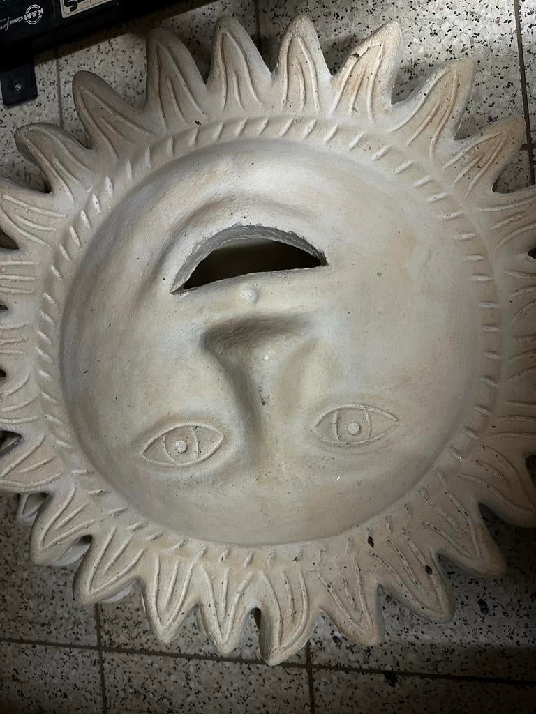 2x Stenen zon decoratie voor tuin of muur, Ophalen, Gebruikt, Steen, Overige typen