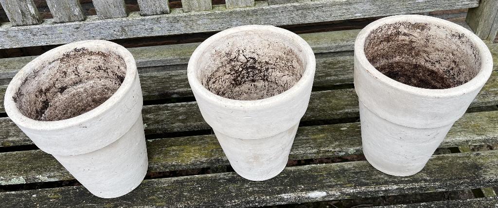 Drie bloempotten voor binnen en/of buiten, Ophalen, Gebruikt, Rond, Balkon