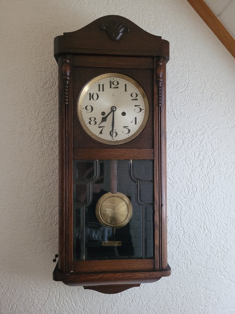 Wandklok, Huis en Inrichting, Woonaccessoires | Klokken, Ophalen, Wandklok, Met slinger, Bruin