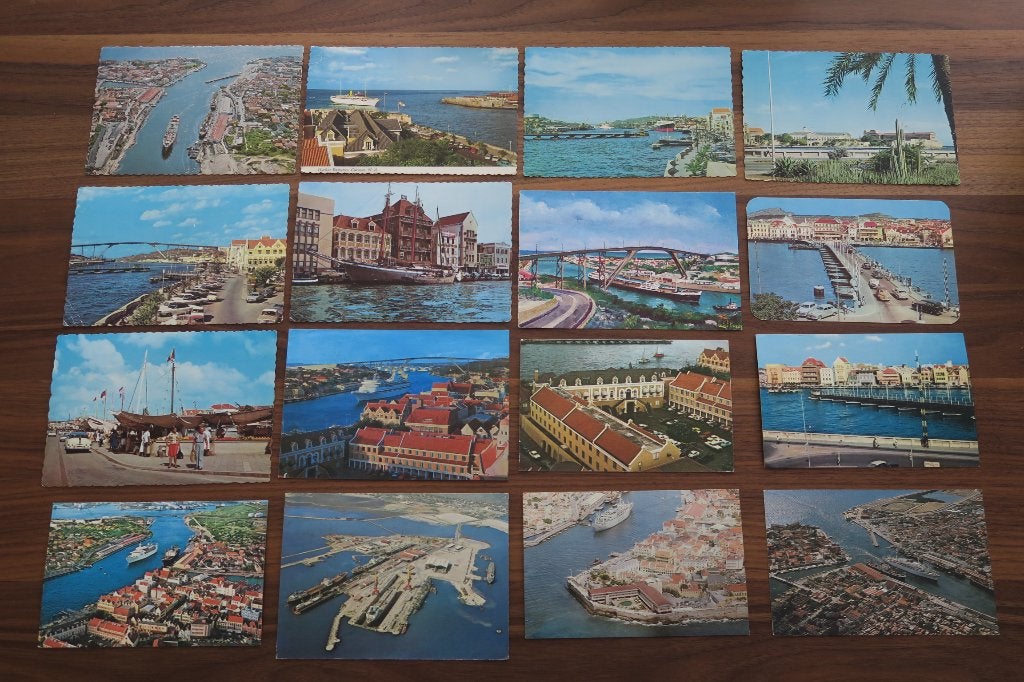 Ansichtkaaarten Curacao 16x thema zeevaart, water 1950-1980, Ophalen, 1960 tot 1980, Gelopen, Buiten Europa