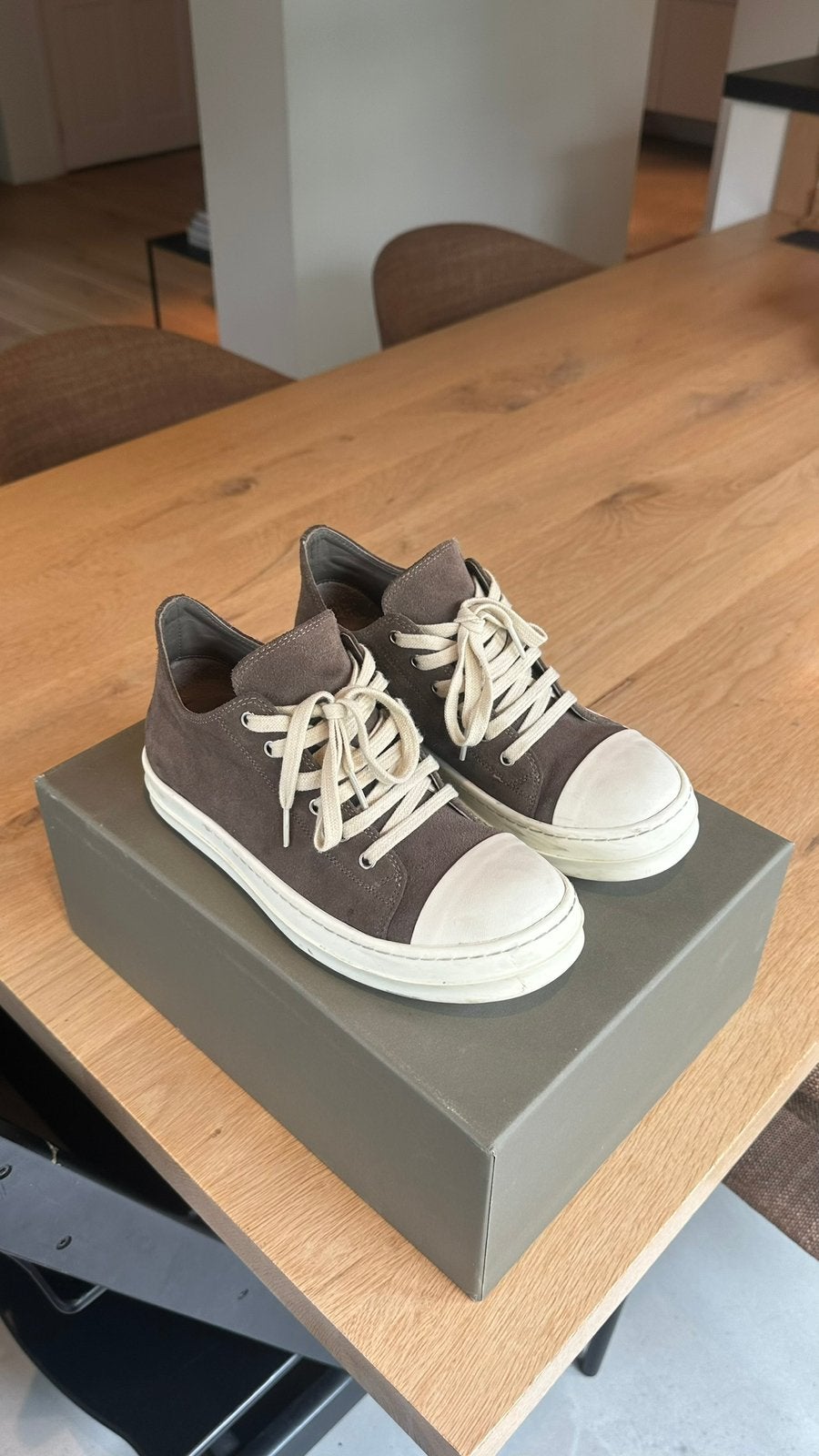 Rick Owens Ramones Low brown suede, Verzenden, Zo goed als nieuw, Bruin