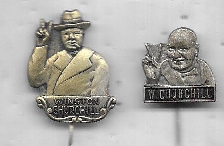 WINSTON CHURCHILL 2 VERSCHILLENDE SPELDEN, Ophalen of Verzenden, Gebruikt, Overige onderwerpen, Speldje of Pin