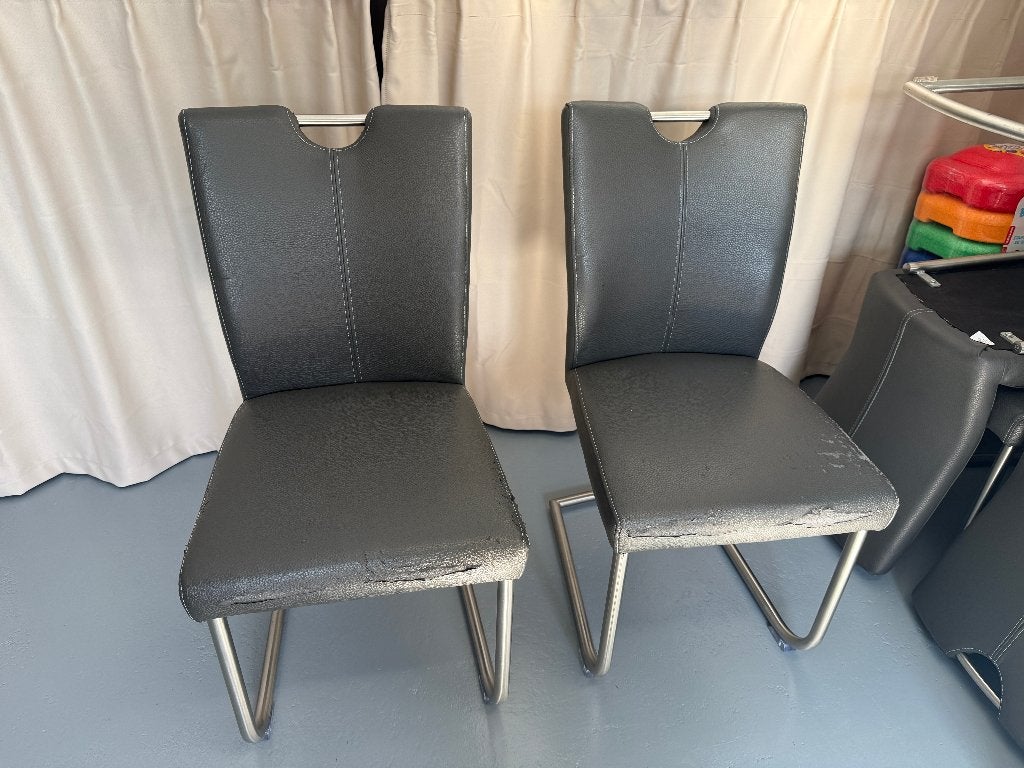 Eetkamerstoelen RVS grijs antraciet 6 stuks, Huis en Inrichting, Stoelen, Ophalen, Gebruikt, Grijs, Vijf, Zes of meer stoelen