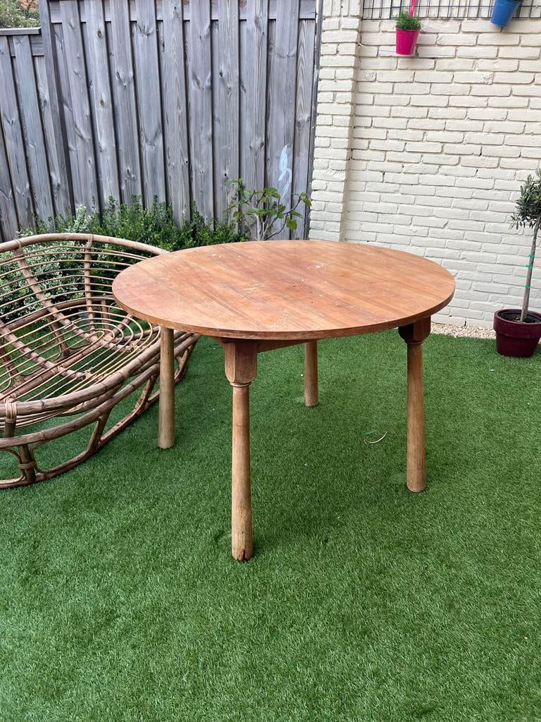 Uitschuifbare houten tafel, Tuin en Terras, Ophalen, Gebruikt, Rond, Hout