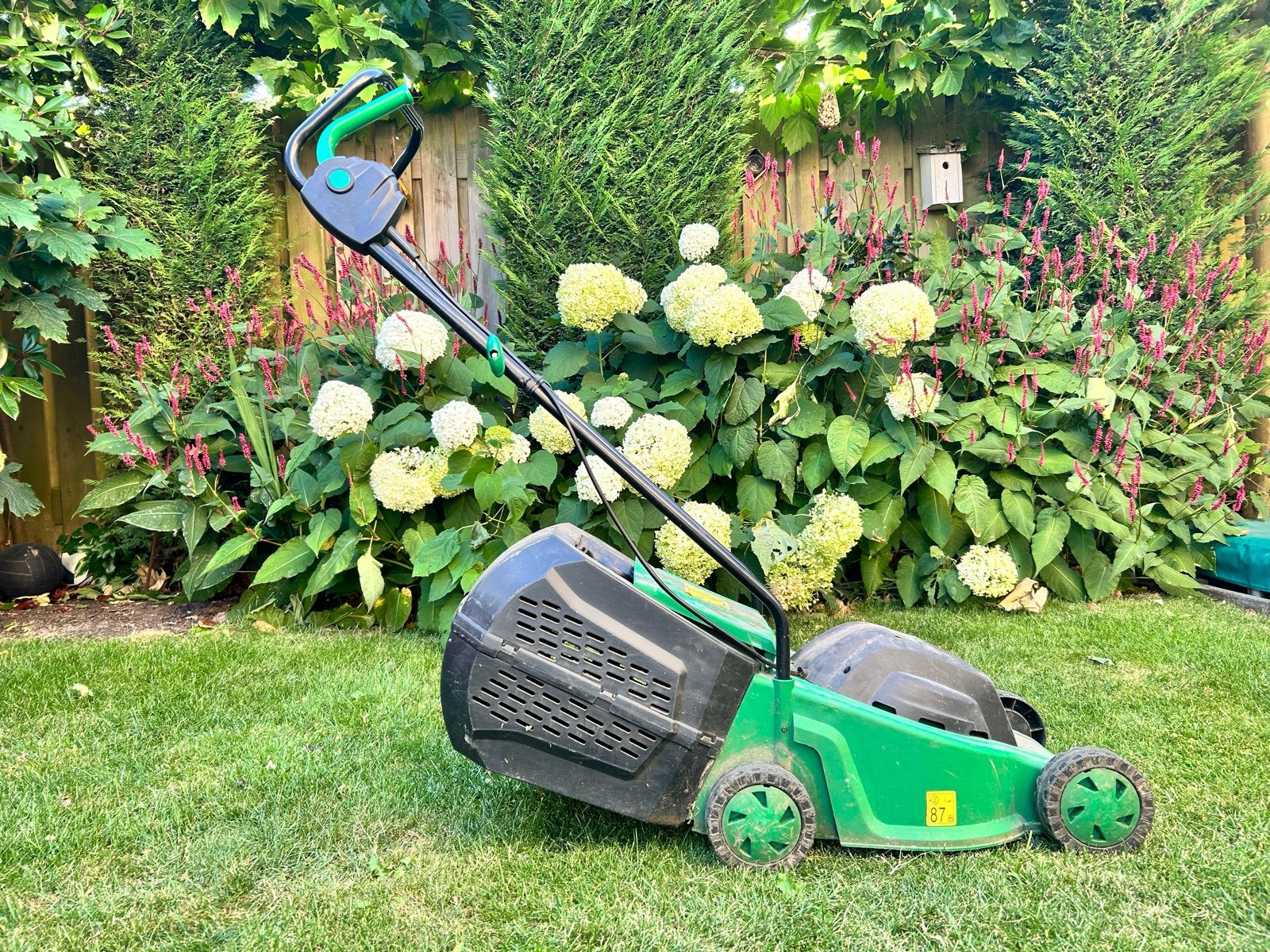 Rhodus Elektrische Grasmaaier 1000W - 32cm Maaibreedte, Tuin en Terras, Grasmaaiers, Ophalen, Cirkelmaaier, Gebruikt, Elektrische grasmaaier
