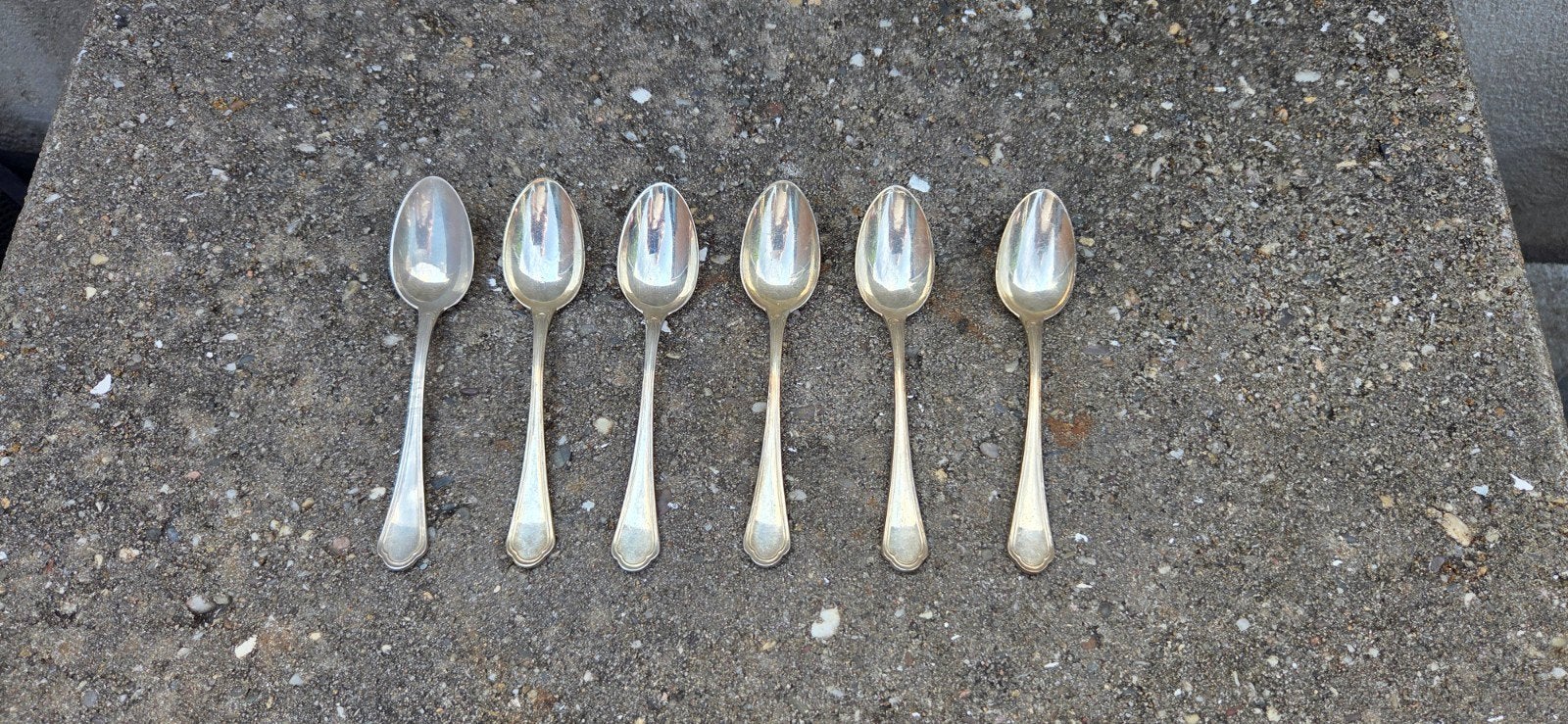 Set van 6 verzilverde lepeltjes van F. Broggi (90/12), Ophalen of Verzenden