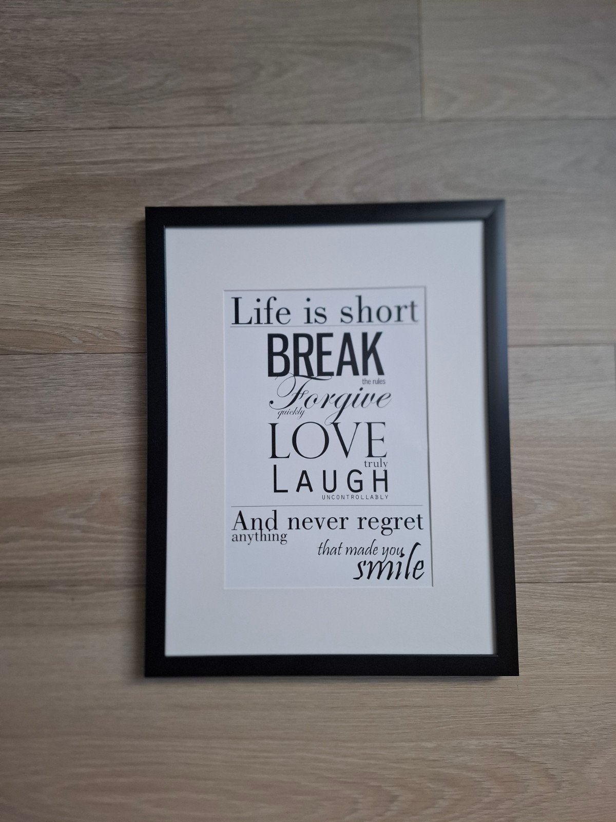 Zwarte fotolijst (35x45) met inspirerende quote, Ophalen, Zo goed als nieuw, Fotolijst, Zwart