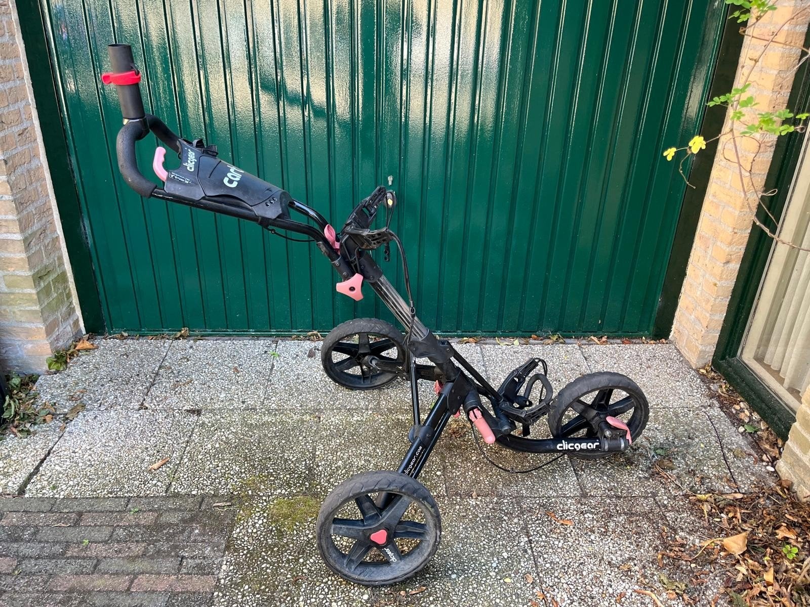 Clicgear golftrolley met parapluhouder (rem defect), Sport en Fitness, Golf, Ophalen of Verzenden, Gebruikt, Golfkar