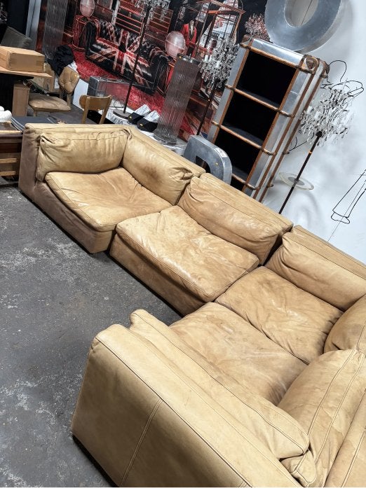 Vintage Lederen hoekbank ( met vlekken), Gebruikt, Roxzz Design, Info@roxxz.nl, Spaarneweg 75B Cruquius