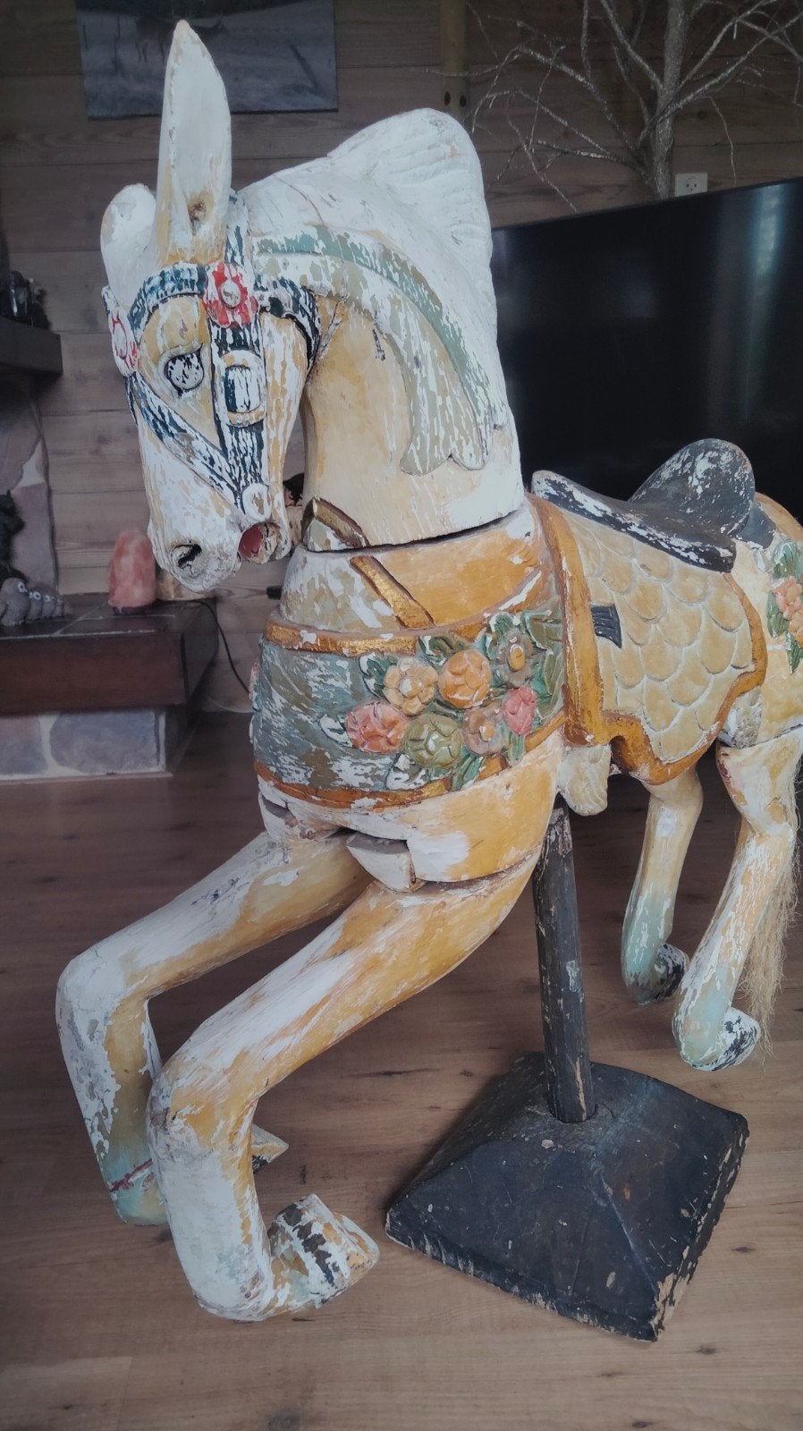 Antiek Carrousel Paard - Handgesneden Hout, Antiek en Kunst, Ophalen