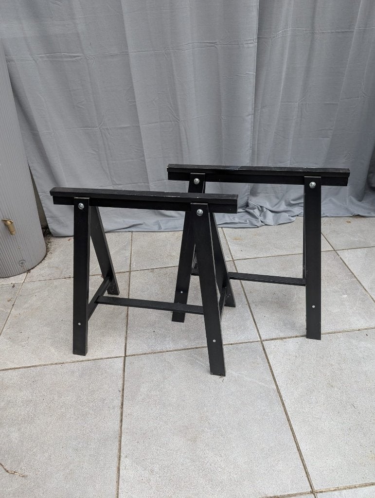 2 schragen zwart, Tafelpoot, 50 tot 100 cm, Zo goed als nieuw, Grenenhout