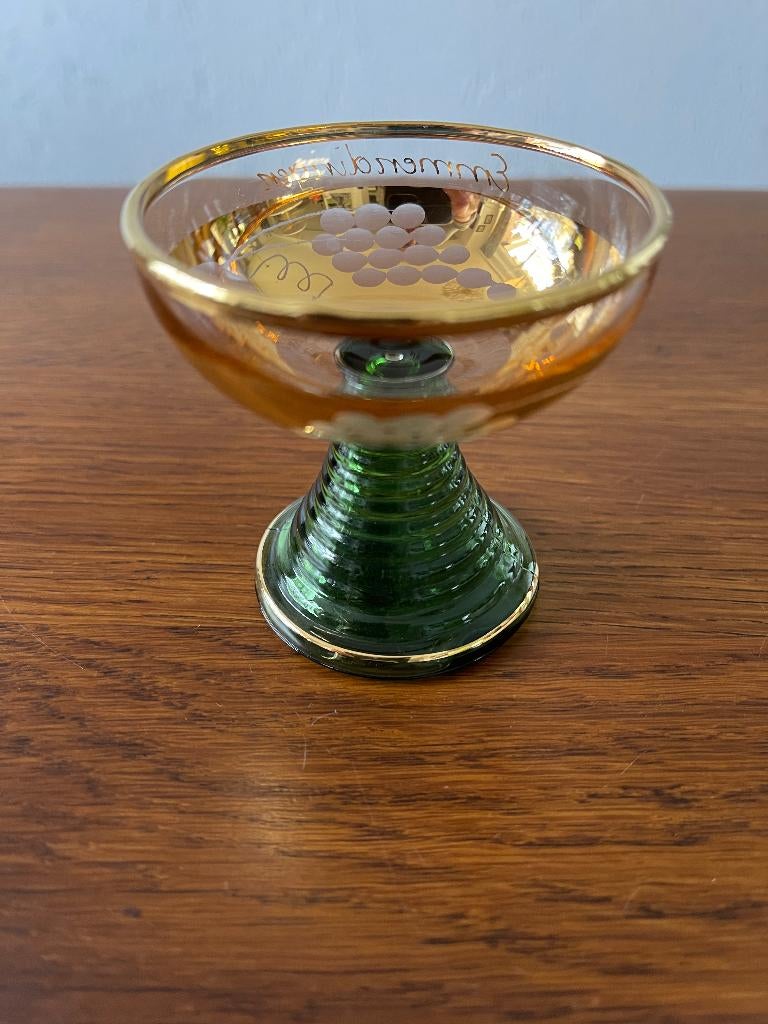 "Mini Wijnglas Groene Voet met Kelk & Goud" 'Jaren 70' Nieuw, Verzamelen, Ophalen of Verzenden, Huis en Inrichting