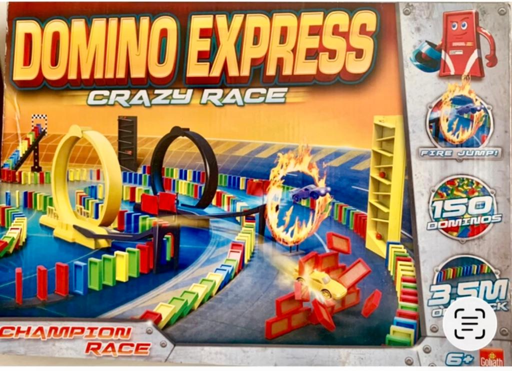 Goliath Domino Express Crazy Race dominobaan speelset, Ophalen of Verzenden, Zo goed als nieuw, Jongen of Meisje