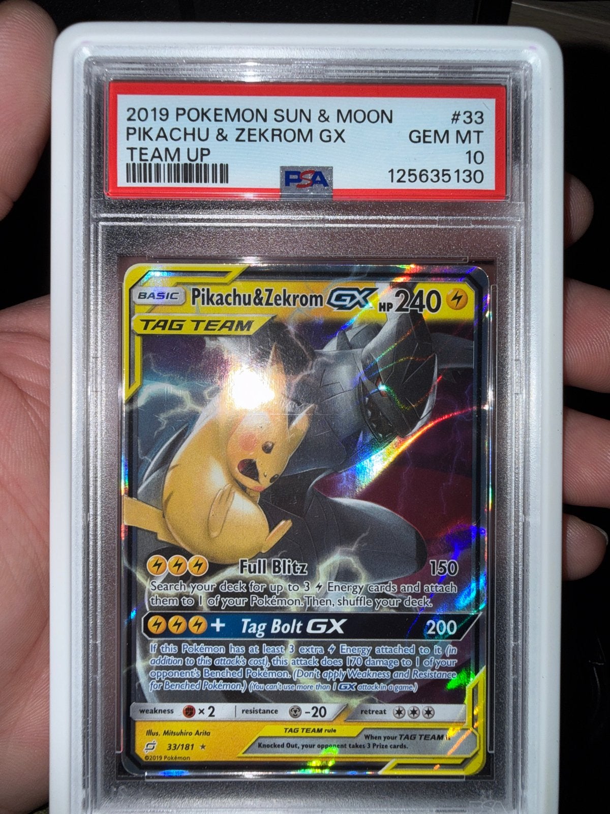 Pikachu & Zekrom GX Team Up PSA 10 Gem Mint Pokémon Kaart, Hobby en Vrije tijd, Verzamelkaartspellen | Pokémon, Ophalen of Verzenden