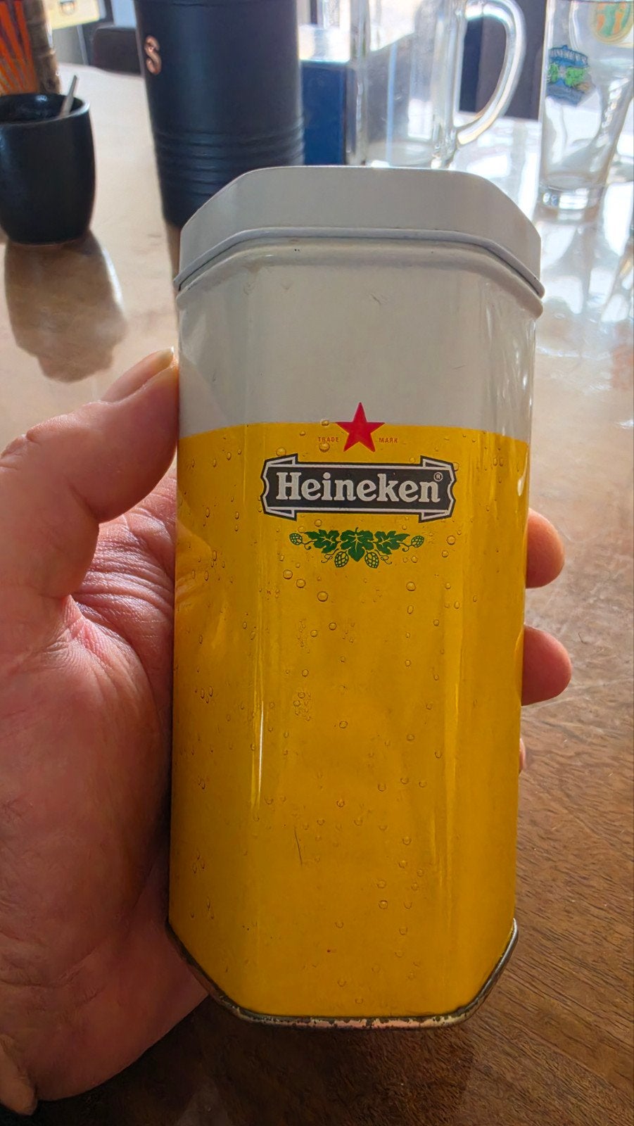 Vintage Heineken promotie- en bewaarblik, Ophalen of Verzenden, Gebruikt, Overige typen, Heineken