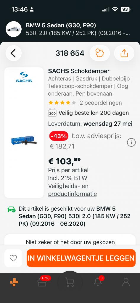 Schokdempers BMW 5-serie, Ophalen, Nieuw, BMW