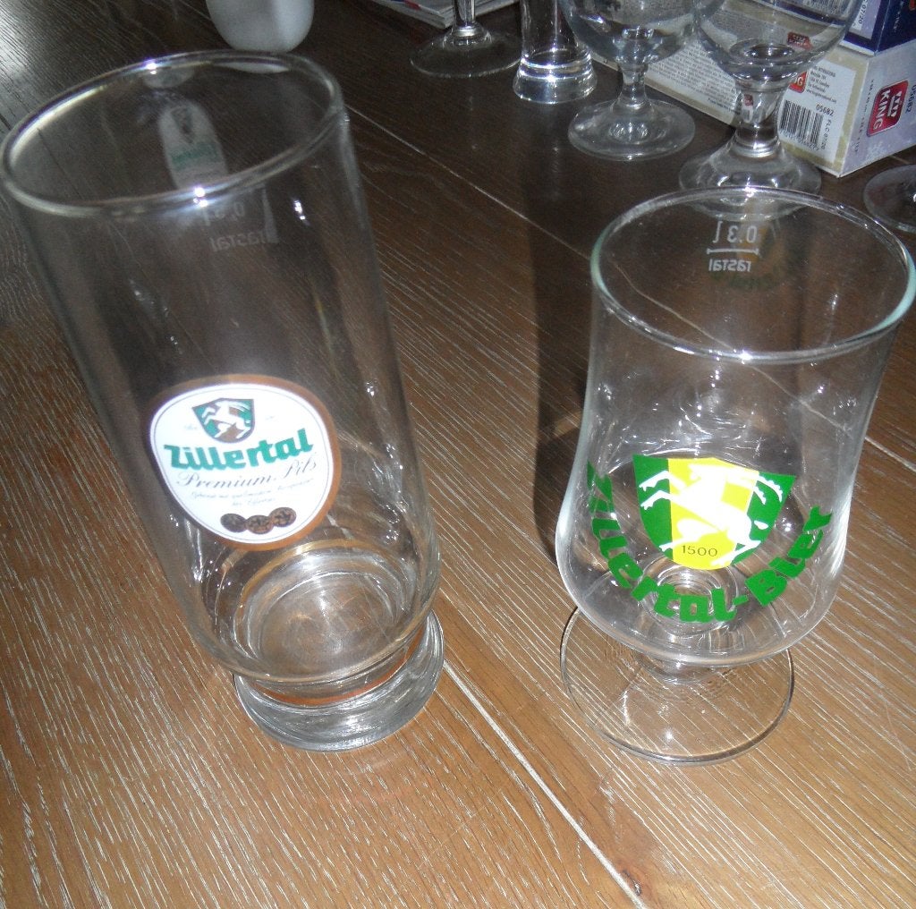 2x bierglas Zillertaler Bier, Ophalen of Verzenden, Zo goed als nieuw, Glas of Glazen, Overige merken