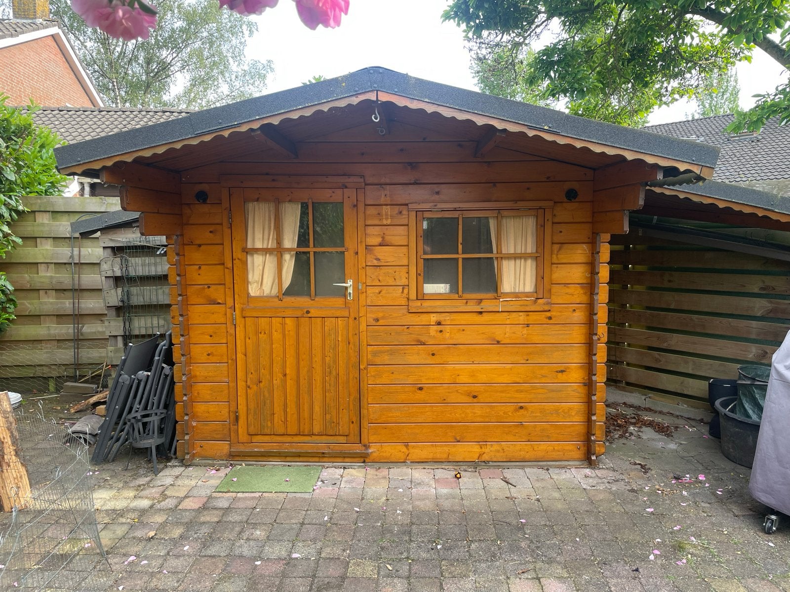 Houten Tuinhuisje met Luifel - 266x164 cm, Ophalen, Gebruikt, Hout, Overige typen