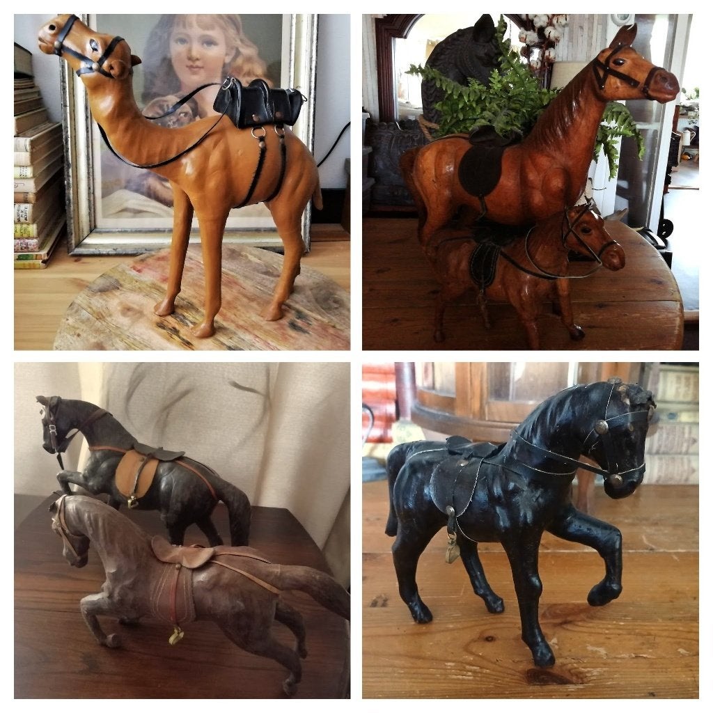 Oude grote kameel leer lederen kameel paarden paard diversen, Ophalen of Verzenden
