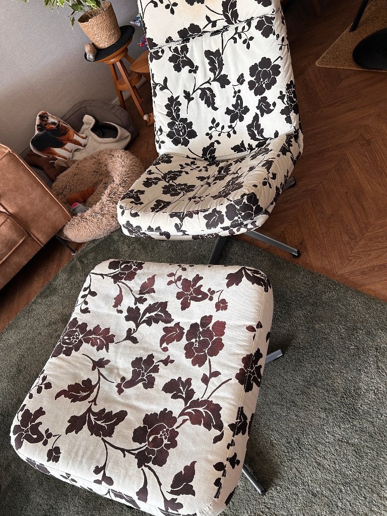Vintage IKEA Lunna stoel + Voetenbank (Havberg-stijl), Ophalen, Gebruikt, Overige kleuren, Vintage design / Retro modern / Scandinavisch / Industrieel