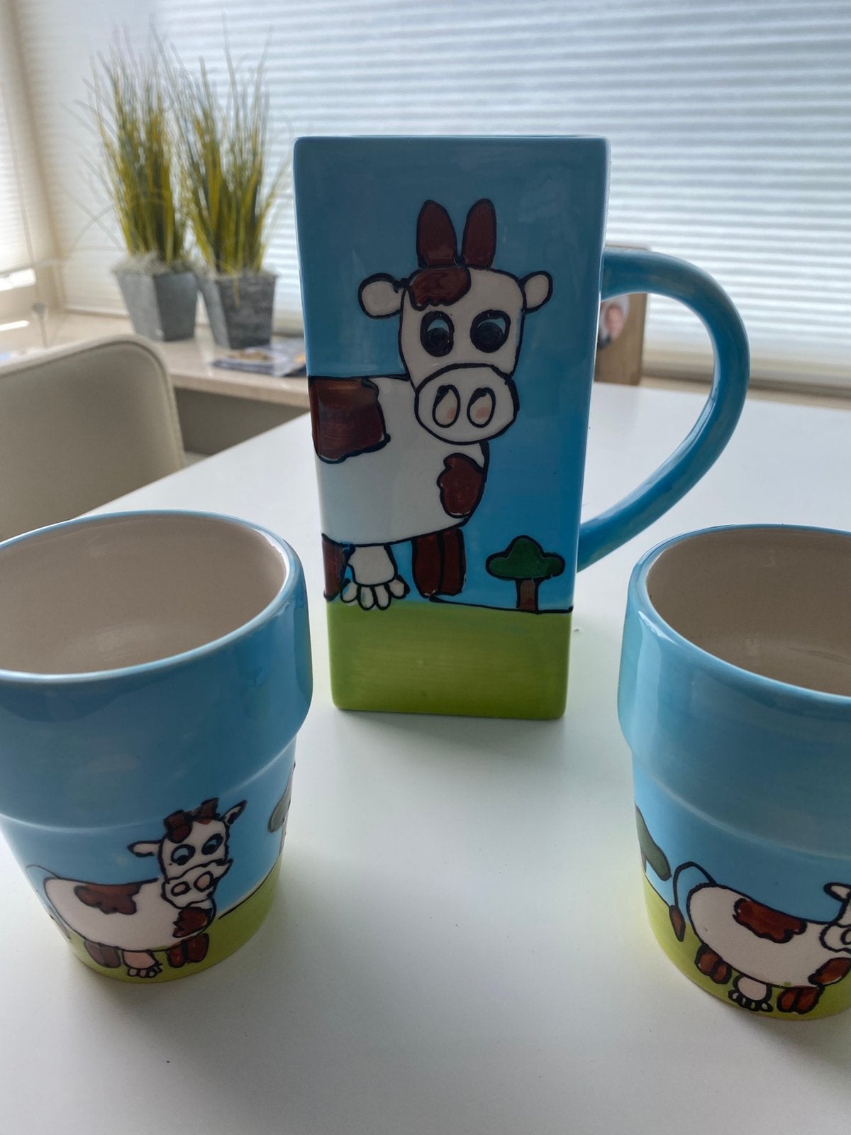 Melkkan met 2 bekers thema koe, Ophalen, Overige typen, Nieuw, Overige stijlen