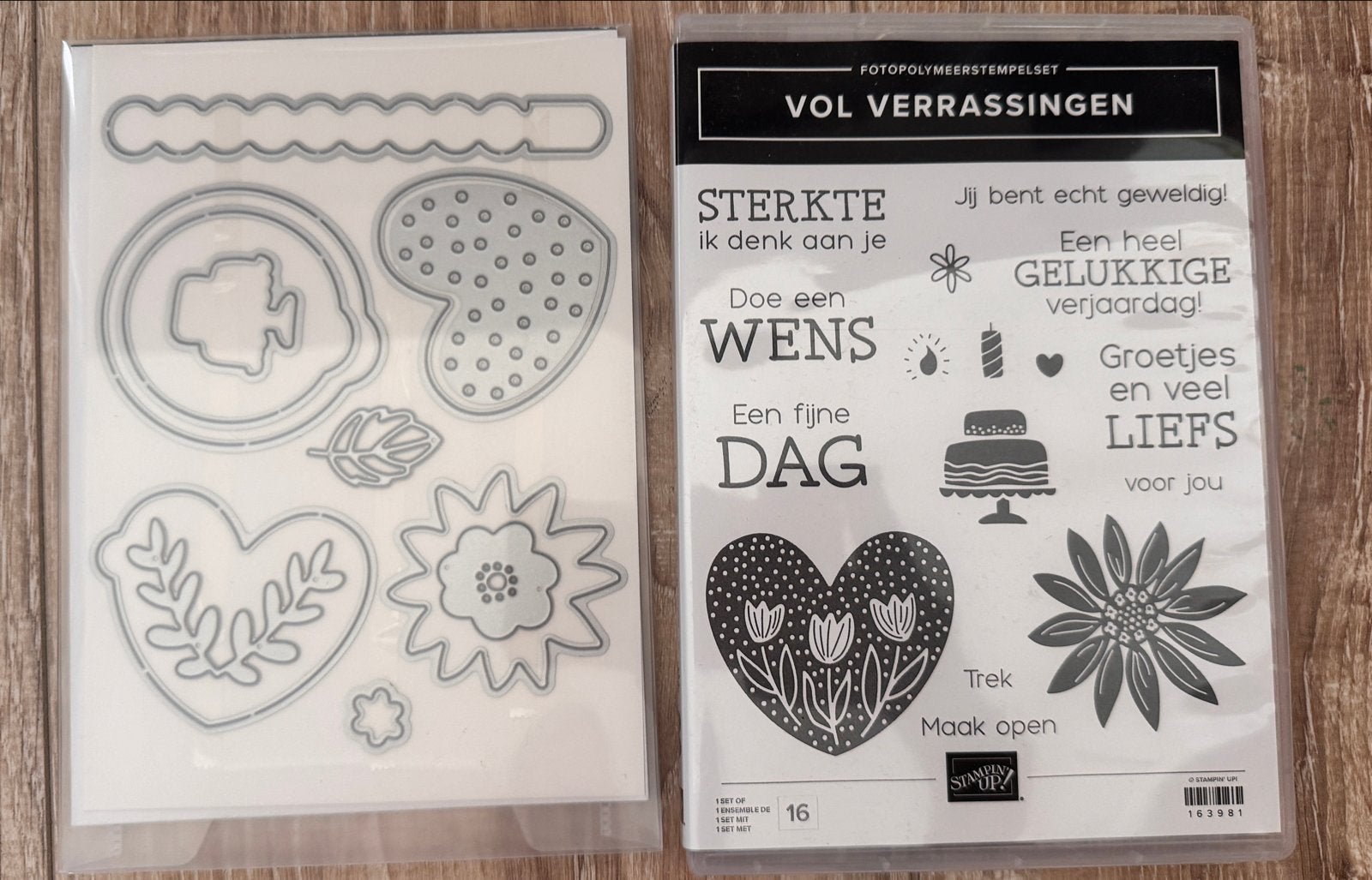 Stampin' Up! Stempelset 'Vol Verrassingen' met stansen, Hobby en Vrije tijd, Ophalen of Verzenden, Nieuw, Clearstamp