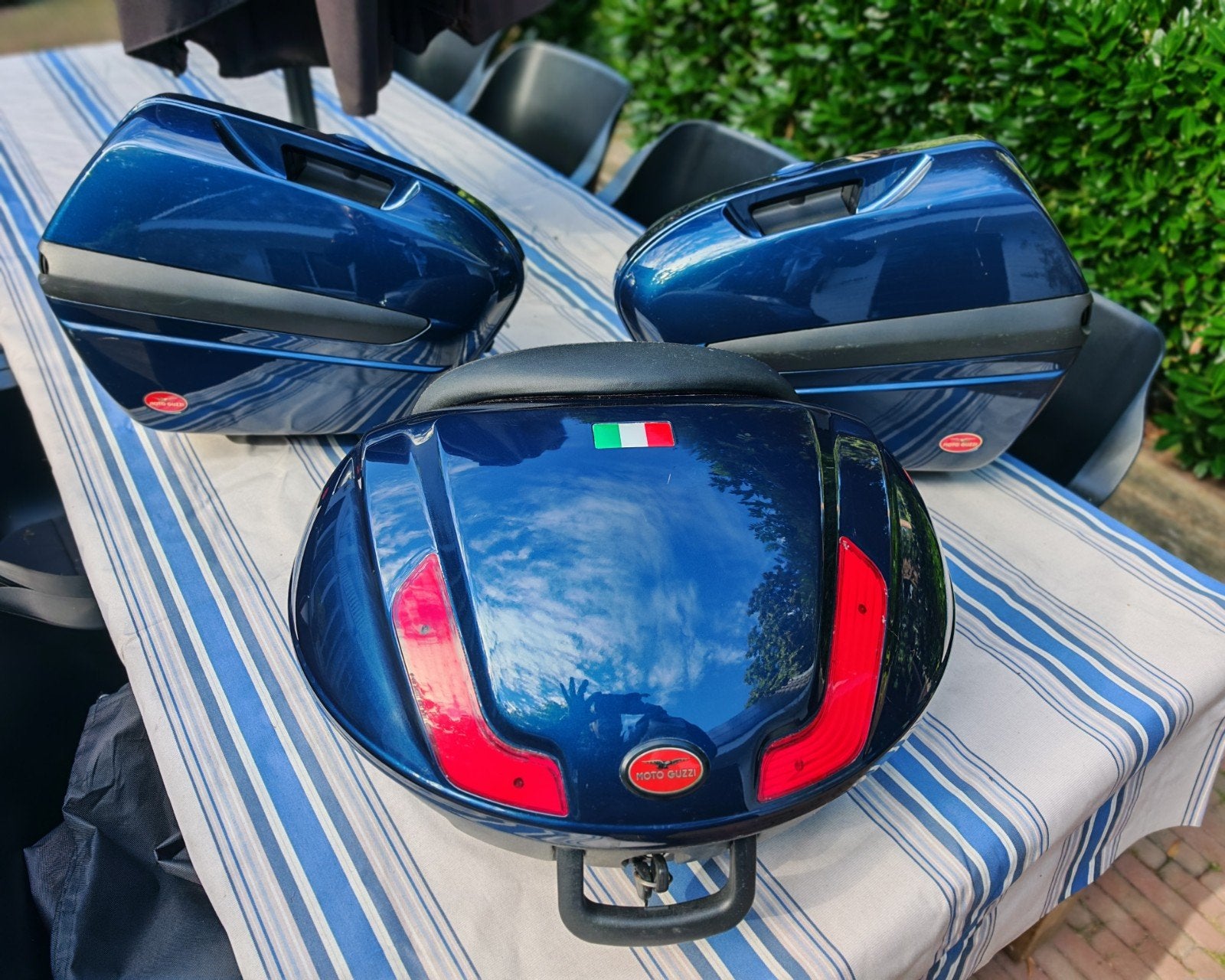 Moto Guzzi Stelvio Kofferset Midnight Blue met binnentassen, Ophalen of Verzenden, Gebruikt