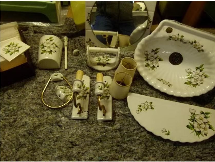 vintage set Porcelaine de Paris wastafel lavabo, Ophalen, Gebruikt, Steen, Overige typen