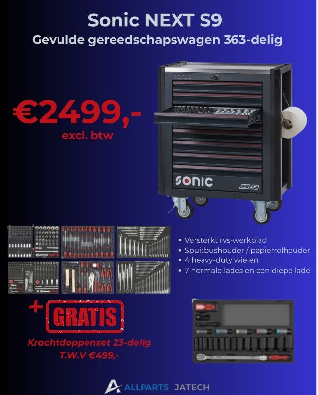 gereedschapwagen Sonic s9  met extra krachtdopset 2499.00 ex, Doe-het-zelf en Verbouw, Gereedschapskisten, Ophalen of Verzenden