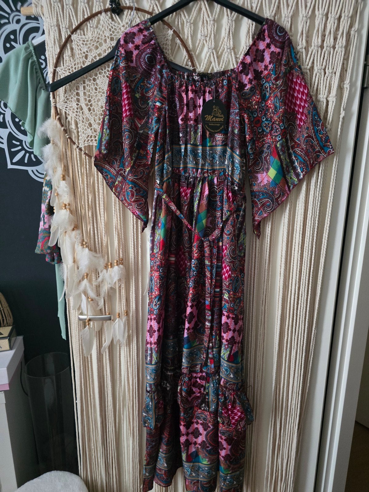 Prachtige nieuwe boho jurk met kleurrijke print, Kleding | Dames, Overige kleuren, Maat 42/44 (L), Nieuw, Ophalen of Verzenden