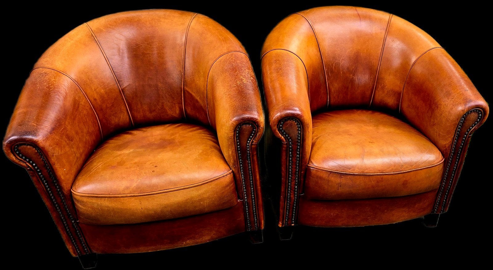 Set van 2 Vintage schapenleren Joris Clubfauteuils + BEZORGD, Ophalen of Verzenden