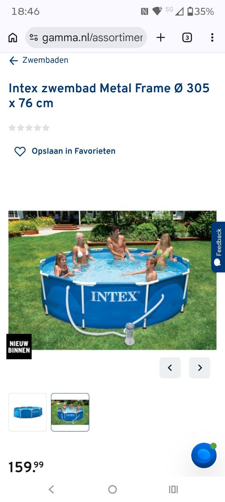 Intex Metal Frame Zwembad Ø 305 x 76 cm, Tuin en Terras, Zwembaden, Ophalen, Gebruikt, Minder dan 80 cm, Rond