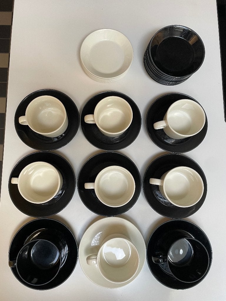 Teema iittala kop en schotels zwart wit, Ophalen, Gebruikt, Overige merken, Modern