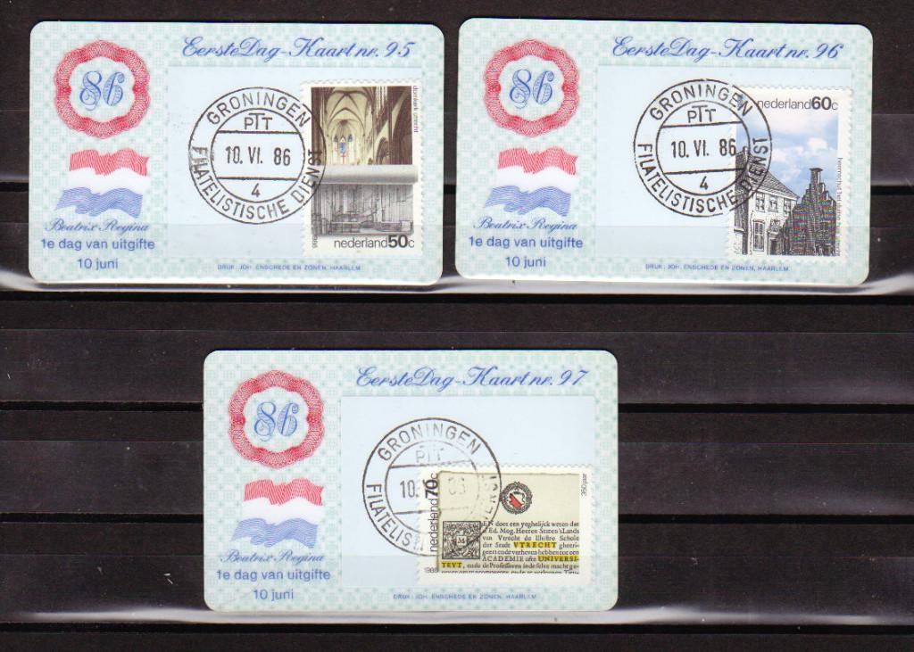 Nederland Eerste Dag Kaartjes EDK nr. 95-97, Postzegels en Munten, Postzegels | Eerstedagenveloppen, Ophalen of Verzenden, Onbeschreven