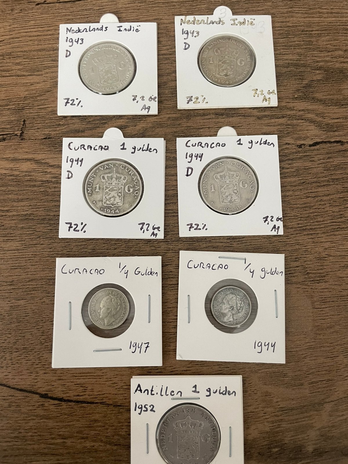 Lot zilveren guldens Indie, Curacao, Antillen. Zilver munten, Ophalen of Verzenden, Koningin Juliana, 1 gulden, Zilver