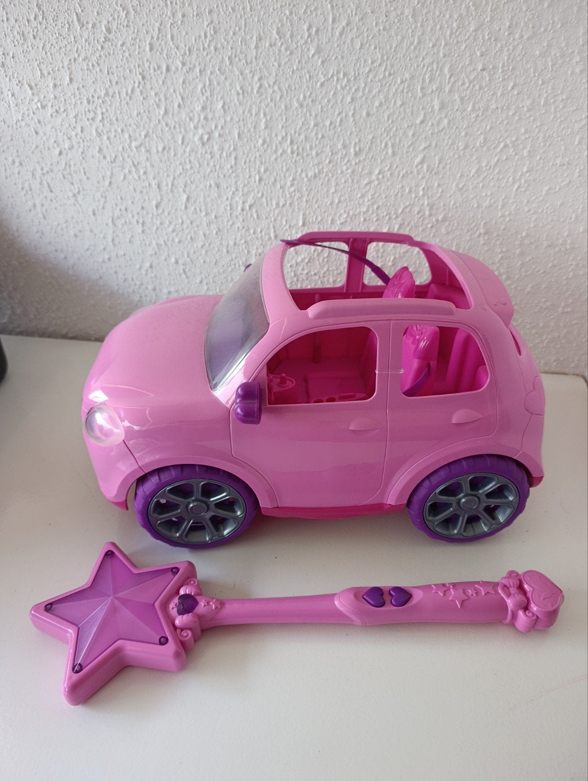 Roze bestuurbare speelgoedauto met toverstaf, Ophalen of Verzenden, Gebruikt, Afstandsbediening
