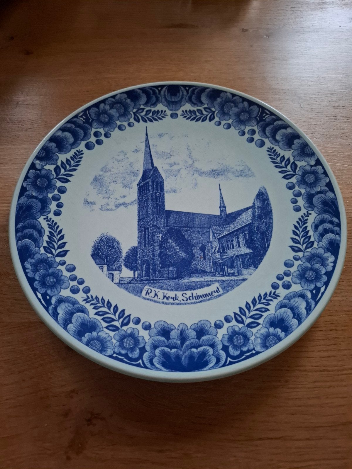 Delftsblauw bord R.K. Kerk Schimmert - 30 cm, Ophalen of Verzenden